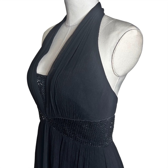 100% Silk Beaded Black Halter Dress from Maggie London - size 8 - Picture 3 of 7